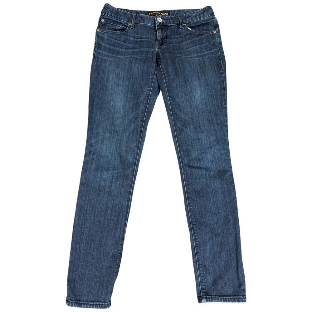Express Jeans Womens 6R Stella Legging Low Rise Blue Dark Denim 27x29 Distressed